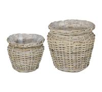 Planter Basket with Storage GENDT 2 pcs Kubu Rattan Decorative Indoor vidaXL