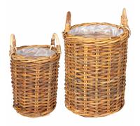 Planter Basket with Storage GENDT 2 pcs Kubu Rattan Decorative Woven vidaXL