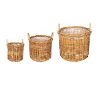 Planter Basket with Storage GENDT 3 pcs Kubu Rattan Decorative Baskets vidaXL
