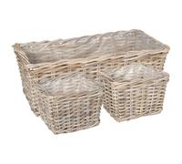 Planter Basket with Storage GENDT 3 pcs Kubu Rattan Decorative Baskets vidaXL