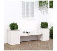 Planter Bench Solid Pine White Pine 184.5x39.5x56.5cm 2-Planter Garden Seating.