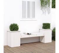 Planter Bench White Solid Pine Wood 184.5x39.5x56.5 cm Outdoor Seat110x32cm