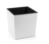 Planter Biron White Rillenoptik, 25x25x26cm Plastic Planter with Insert