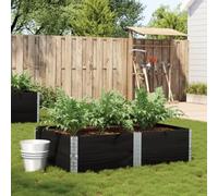 Planter, black, 150 x 100 cm, made of solid pine wood, stackable raised bed for garden and balcony, foldable design, ideal for vegetables and flowers