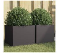 Planter Black 32x30x29cm Galvanised Steel Weather-Resistant Modern Outdoor Box
