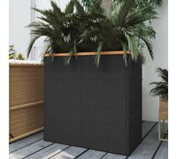 Planter Black PE Rattan 80x40x80cm Raised Garden Box with Steel Frame Durable XL
