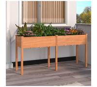 Planter box 161x45x76cm Solid Fir Wood Brown with Liner for Balcony & Herb Boxes