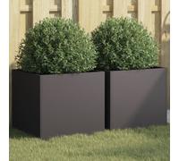 (black, 42 x 40 x 39 cm/ 2 pcs) vidaXL Planter Raised Garden Bed Plant Pot Flower Pot Grey Weathering Steel