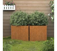 Planter box 2pc Cold-Rolled Steel Rusty Black 49x47x46cm Raised Garden Bed Patio