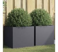 Planter Box 2pcs Anthracite Cold-Rolled Steel 49x47x46 cm Patio Garden Set Large