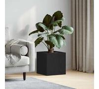 Planter Box 40 x 40 x 40 cm Black Oak Engineered Wood Modern Raised Garden Planter for Indoor Plants Patio Terrace Living Room