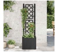 Planter Box Anthracite PP 43x43x142cm Rattan Trellis Self-Watering 35L Indoor UV