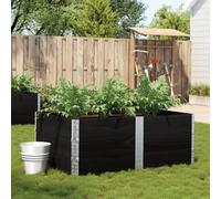 Planter Box Black 150 x 100 cm Solid Pine Wood Stackable Raised Bed for Garden, Balcony and Patio, Ideal for Vegetables and Flowers