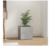 Planter Box Concrete Grey 40x40x40 cm Engineered Wood Square Modern Patio Style