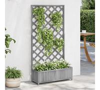 vidaXL Planter with Trellis Grey Solid Wood Fir