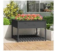 Planter box Grey Solid Pine Wood 111.5x111.5x81 cm Raised Garden Planter shelf.