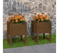 vidaXL Brown Pine Wood Raised Garden Bed 52.5 x 40 x 40cm - Wilko