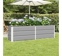 Planter Box Light Grey Steel 160x40x45cm Outdoor Indoor Long Modern Rectangular