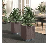 Planter Box Set 2pcs Brown 30x30x37cm Polypropylene Lightweight Patio forBalcony