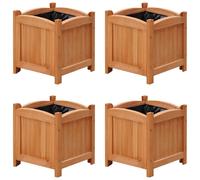 Planter Box Set 4 Solid Wood Natural 30x30x30cm Outdoor Raised Garden Beds Lined