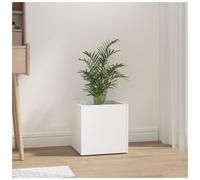 Planter Box White 40x40x40cm Engineered Wood Indoor Modern Square Planter Decor