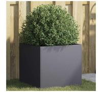 Planter Galvanised Steel Anthracite Outdoor Raised Flower Box 42x40x39cm 2-Pack