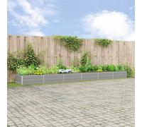 Planter Galvanised Steel Grey 580x100x45cm Outdoor Long Raised Garden Trough XL