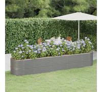 Planter Galvanised Steel Raised Garden Bed Outdoor Vegetable Flower Box grey 368