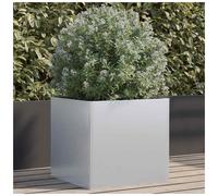 Planter Galvanised Steel Raised Garden Bed Silver 49 x 47 x 46 cm Large Deep