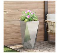 Planter Galvanised Steel Rectangular 40x40x75cm Outdoor Corrugated Modern Sturdy