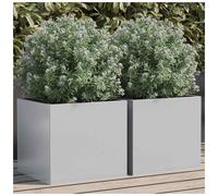 vidaXL Planters Flower Box Plant Pot Raised Bed 2 pcs Silver Galvanised Steel