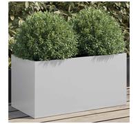 Planter Galvanised Steel Silver 62x30x29cm Rectangular Outdoor Indoor Tub Garden