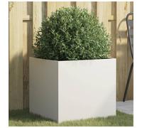 Planter Galvanised Steel White 49x47x46cm Raised Garden Bed Modern Durable Patio