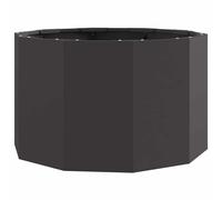 Planter Round Steel Garden Black 120x120x35cm Outdoor Patio Raised Bed Durable