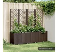 vidaXL Garden Planter with Trellis Outdoor Flower Pot Planter Pot Box Black PP