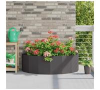 Planter Half Round Steel Outdoor Black 120x60x35cm Modern Garden Terrace Display