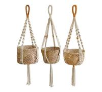 Planter Hanging Set - Macrame Rope Craft 3 Pack, Ceiling Basket Support, Flower Pot Suspension | Indoor Plant Display Solution, Woven Decor Planter Set, For Living Room Greenery Setup Display