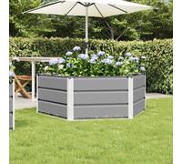 Planter Hexagonal Steel Outdoor Light Grey 129 x 129 x 45 cm Modern Garden Decor