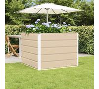 Planter Ivory 100x100x75cm Steel Modern Square Outdoor Garden Decor Durable Big