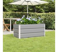 Planter Light Grey 100x50x45cm Galvanised Steel Industrial Outdoor Trough Large