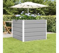 Planter Light Grey Steel 100 x 100 x 75 cm Modern Outdoor Garden Patio HeavyDuty