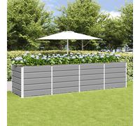 Planter Light Grey Steel 320x80x75cm Modern Outdoor Indoor Large Durable Trough