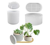 Planter Mold - Silicone Round Stripes | Oval Plant Tray | Moule Colle Creative | Versatile Accessory for Gardening and Home Decor - Craft & Home Use