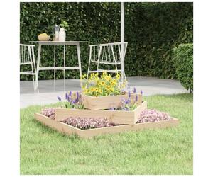 Planter Natural Pine 83x83x27cm Solid Pine Wood 3-Tiered Raised Flower Bed