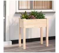 Planter Natural Solid Fir Wood 71x37x76 cm with Liner & Drainage for Herbs Patio