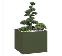 Planter Olive Green 100x100x80 cm Cold-Rolled Steel Raised Garden Bed Outdoor.