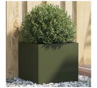 Planter Olive Green Galvanised Steel 42x40x39cm Indoor Outdoor Decorative Large