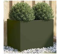 Planter Olive Green Galvanised Steel 62x47x46 cm Raised Garden Bed Modern Large