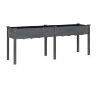 vidaXL Planter with Liner Grey 203x53x76 cm Solid Wood Fir, Grey