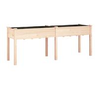 Planter Plant Pot with Liner Raised Bed Flower Pot Grey Solid Wood Fir vidaXL